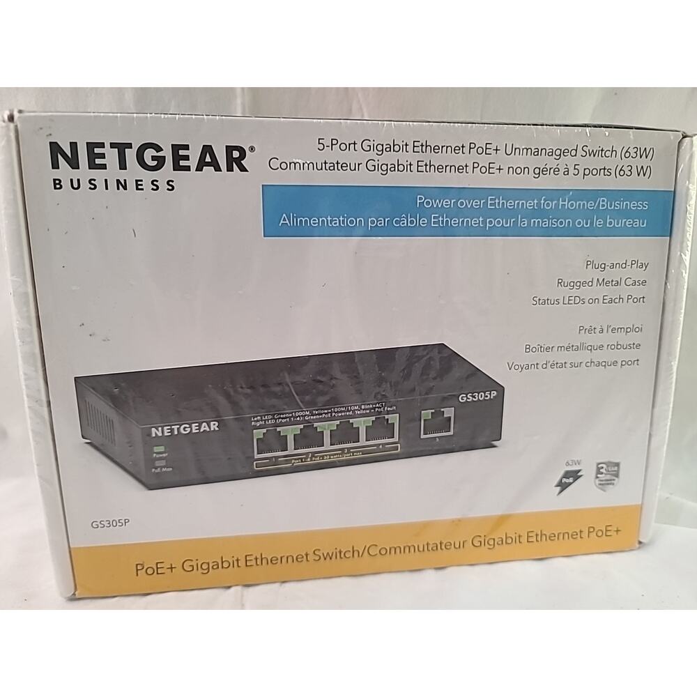 Netgear GS305P-300NAS ~ 5-Port PoE Gigabit Ethernet Switch New